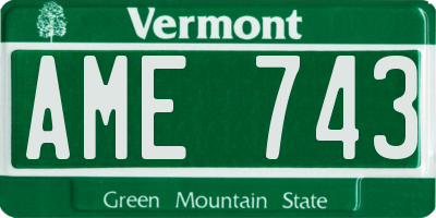 VT license plate AME743