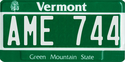 VT license plate AME744