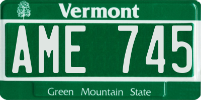 VT license plate AME745