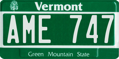 VT license plate AME747