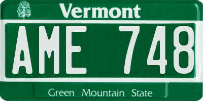 VT license plate AME748