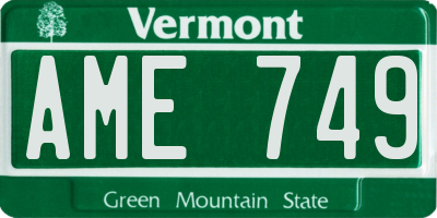 VT license plate AME749