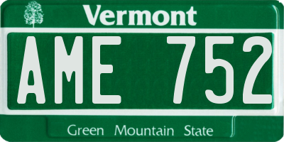 VT license plate AME752