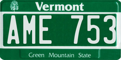 VT license plate AME753