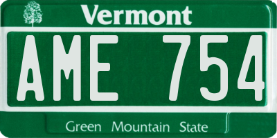 VT license plate AME754