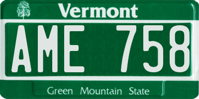VT license plate AME758