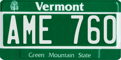 VT license plate AME760