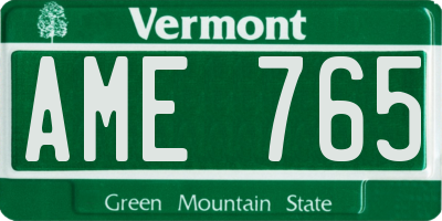VT license plate AME765