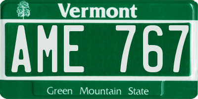VT license plate AME767