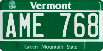 VT license plate AME768