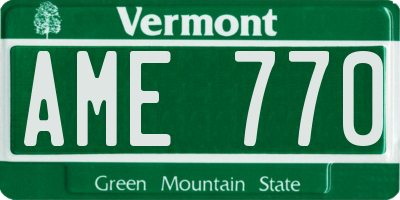 VT license plate AME770