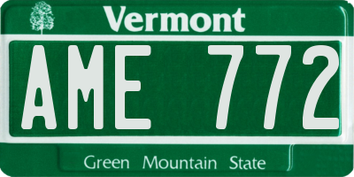 VT license plate AME772