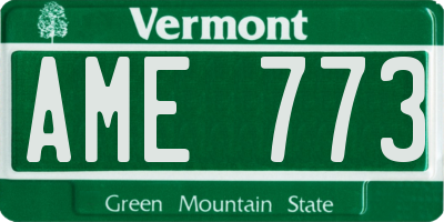 VT license plate AME773