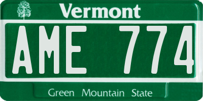 VT license plate AME774