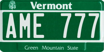 VT license plate AME777