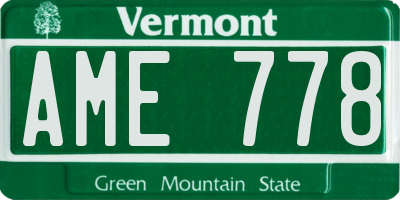 VT license plate AME778