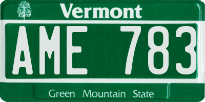 VT license plate AME783