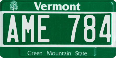 VT license plate AME784