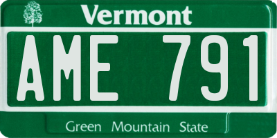 VT license plate AME791