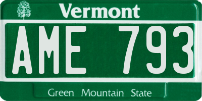 VT license plate AME793