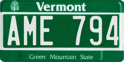 VT license plate AME794