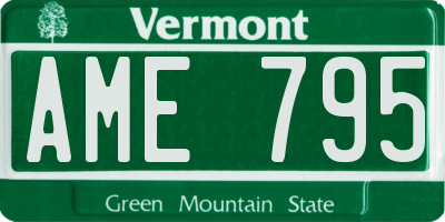 VT license plate AME795