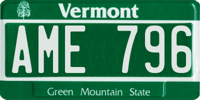 VT license plate AME796
