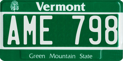 VT license plate AME798