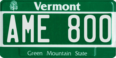 VT license plate AME800