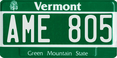 VT license plate AME805