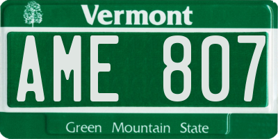 VT license plate AME807