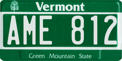 VT license plate AME812