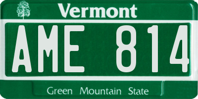 VT license plate AME814