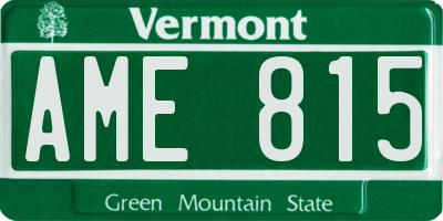 VT license plate AME815