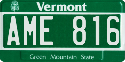 VT license plate AME816
