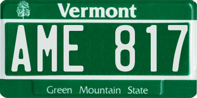 VT license plate AME817