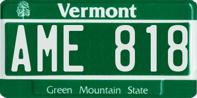 VT license plate AME818