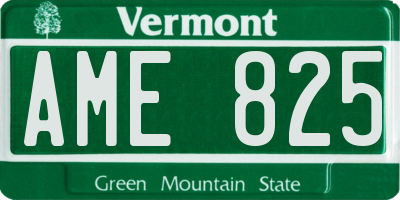 VT license plate AME825