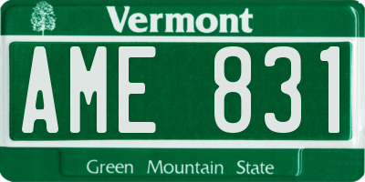VT license plate AME831
