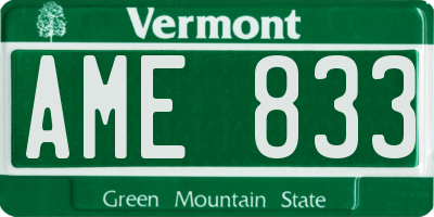 VT license plate AME833
