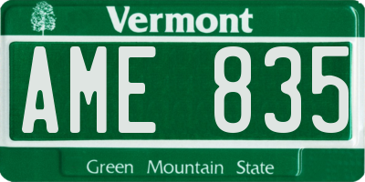 VT license plate AME835