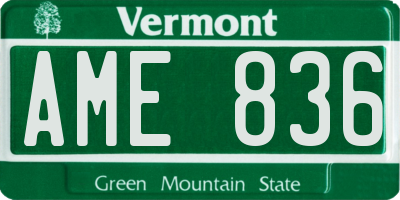 VT license plate AME836