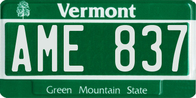 VT license plate AME837