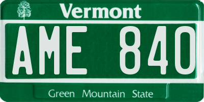 VT license plate AME840