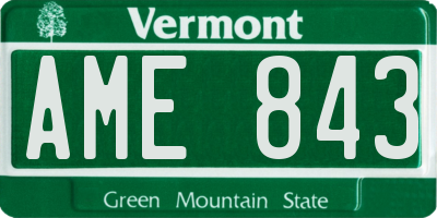 VT license plate AME843
