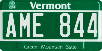 VT license plate AME844