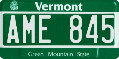 VT license plate AME845