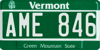VT license plate AME846