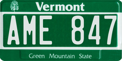 VT license plate AME847