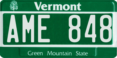 VT license plate AME848